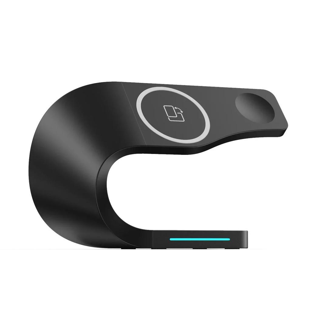 Chargeur sans fil 4 en 1 avec coque en métal pour iPhone 15 14 13 12 Station de charge rapide magnétique Support Dock pour Apple Airpods Watch