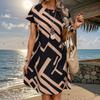 Mode Femme Gracieuse Rétro Imprimé Été Printemps Manches Courtes Col O Robes Décontractées