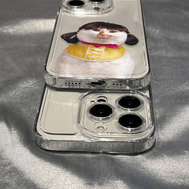 Funny Dressed Cat Phone Case for iPhone 17/16/15/14 Plus/13/12/11 Pro Max X/XS/XR/7/8 Plus Clear TPU Cover Cute Pet Pattern Case