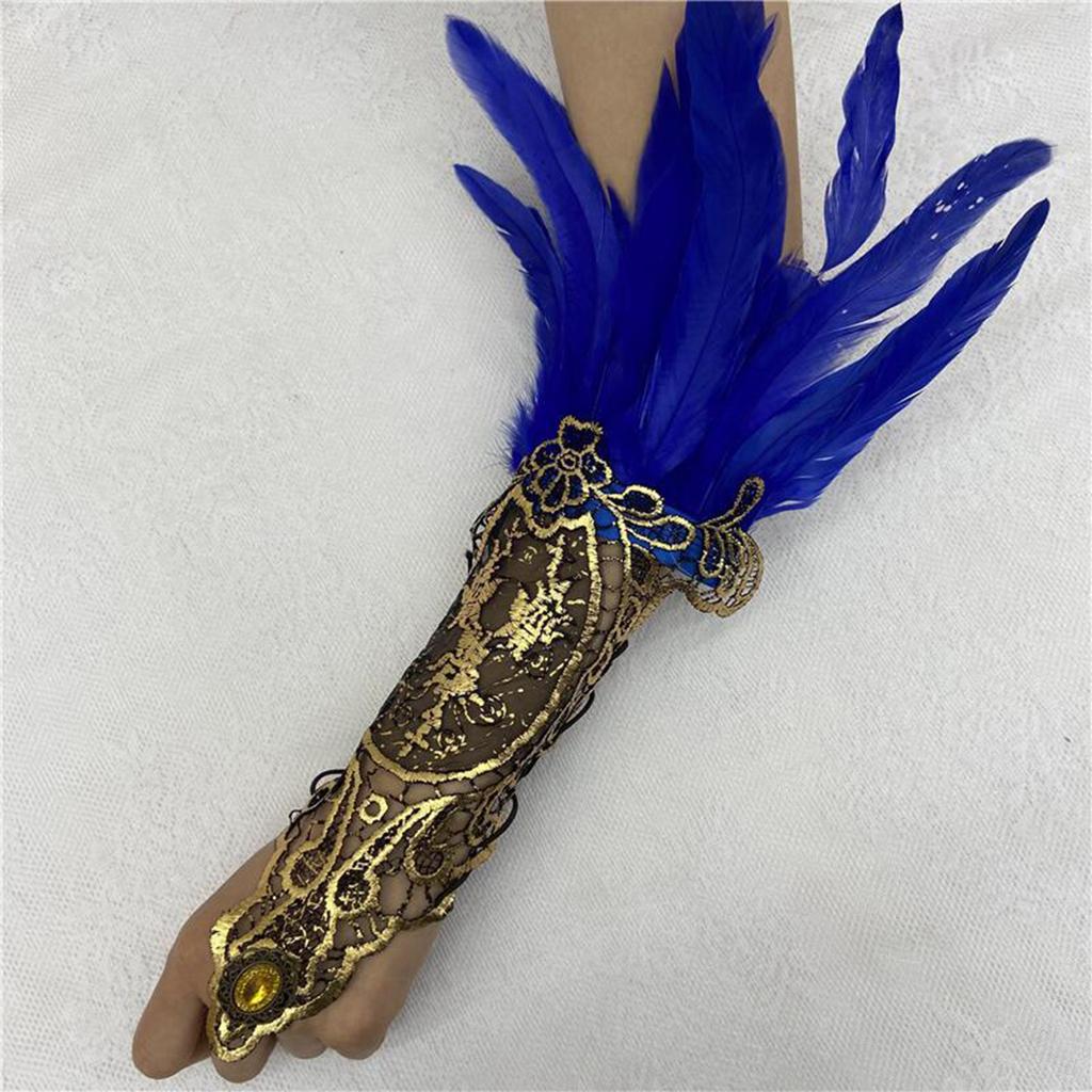 Bracelet Plume Gant Plume Gothique Dentelle Dorée Creuse Manchette Dentelle