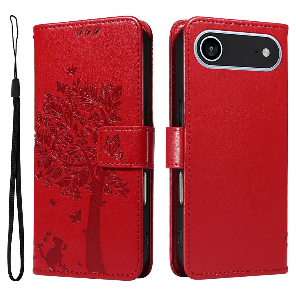 For iPhone 17 Air Phone Case with Stand Cat Tree Pattern Leather Wallet Mobile Cover