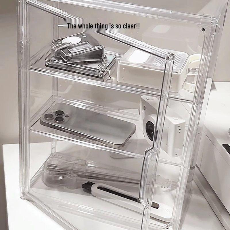 Multi-Layer Acrylic Display Case: Transparent Magnetic Storage for Figurines and Badges