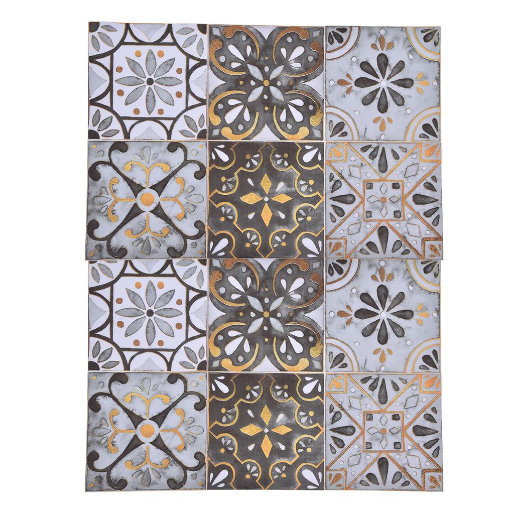 2Pack Floor Tile Stickers Self Adhesive Ceramic Tile Decor Waterproof Vintage Retro Style for