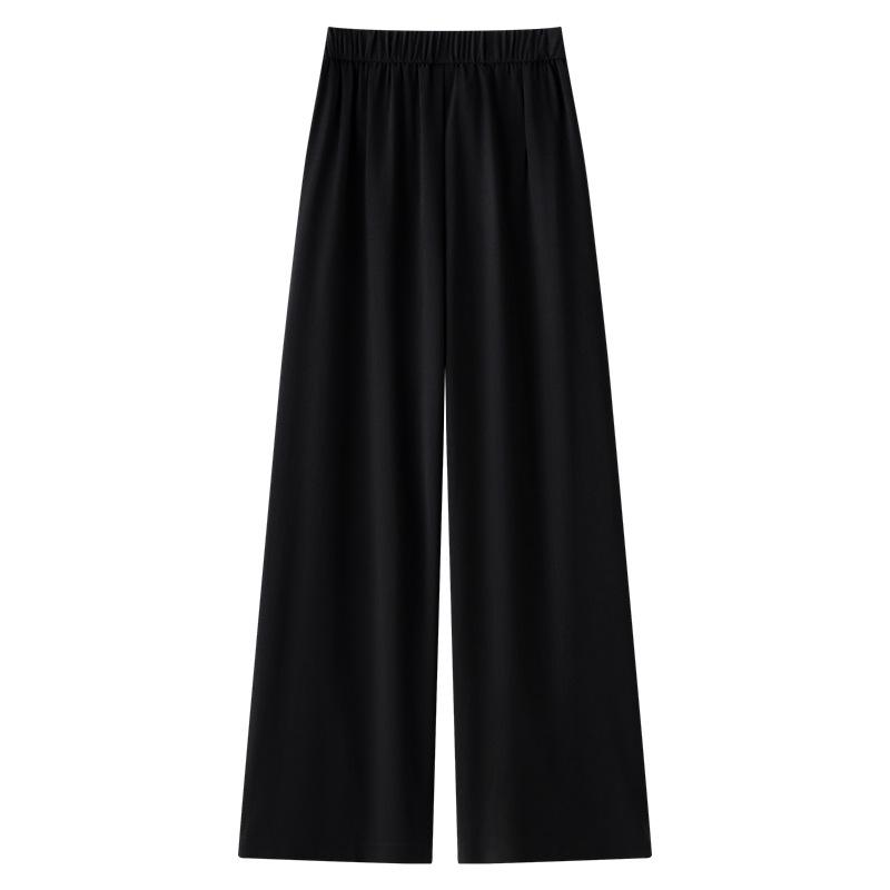 Women's Black Wide-Leg High-Waist Summer Pants 2025 - Slimming Loose Fit