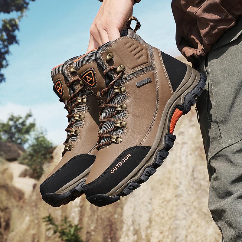Men's Hiking Boots Waterproof Leather Ankle Boots Outdoor Camping Climbing Shoes Trekking Sneakers for Men Casual High Top Boots