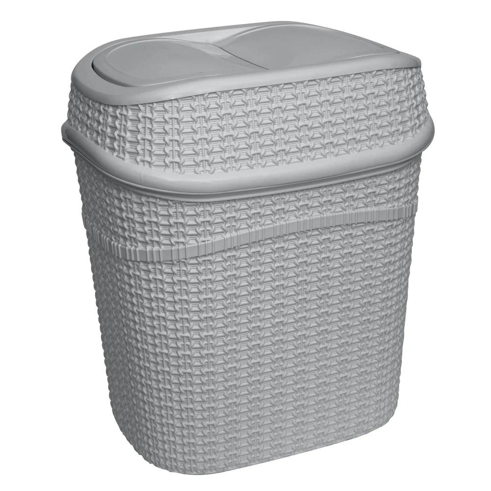Sailor Knot Plastic Swing Top Trash Can Bathroom Office Decorative Wastebasket Indoor Use Easy Open Lid Anti-Odor Design
