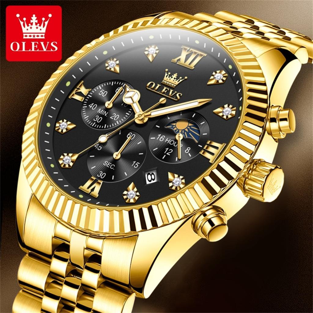 Fashion Quartz Watch Gift Stainless Steel Watchband Round-dial Wristwatch Calendar Luminous Small Second