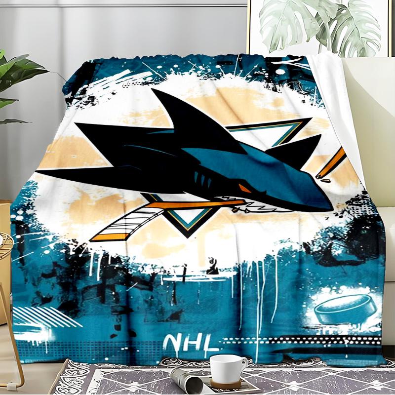 San-Jose Sharks Hockey Blanket Flannel Throw for Sofa, Indoor, Camping, Living Room, Office, Chair, And Bed Soft Birthday Gift