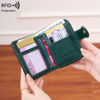 Neues antimagnetisches kurzes Portemonnaie Multifunktions-Reißverschluss-Schnallen-Portemonnaie Retro Damen-Wechselgeldfach