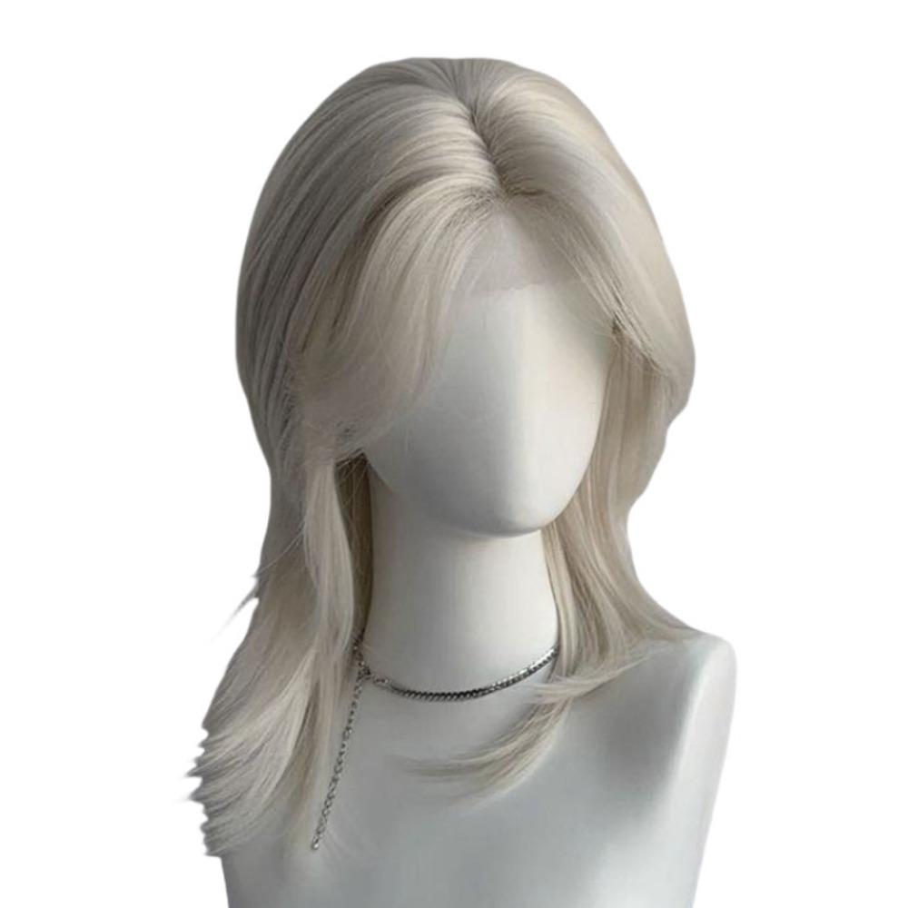Short Straight Mullet Head Wigs with Bangs Wolf Tail Anime Men Wigs Halloween