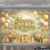 2D Gold Butterfly Floral Happy Birthday Backdrop Banner Photo Booth Background