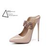 New Luxury Naked Pumps Women High Heels12cm Thin Heels Pointed Toe Patent Leather Woman Shoes Professional Shoes Size 47