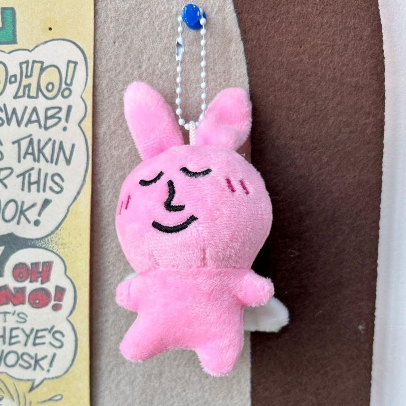 Pink Smile Face Bunny Plush Keychain Cute Rabbit Keyring Backpack Pendant Kawaii Gift For Wemon Friends Valentine Gifts