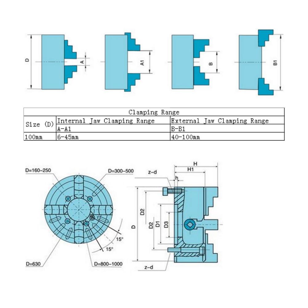 4inch SANOU K72 100 4 Jaw Independent Reversible Metal Lathe Chuck Turning Machine Accessories