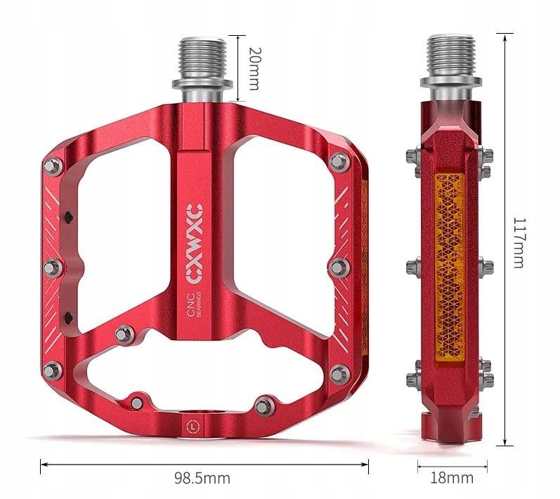 CXWXC Red Aluminum Reflective Machined Platform Bicycle Pedals