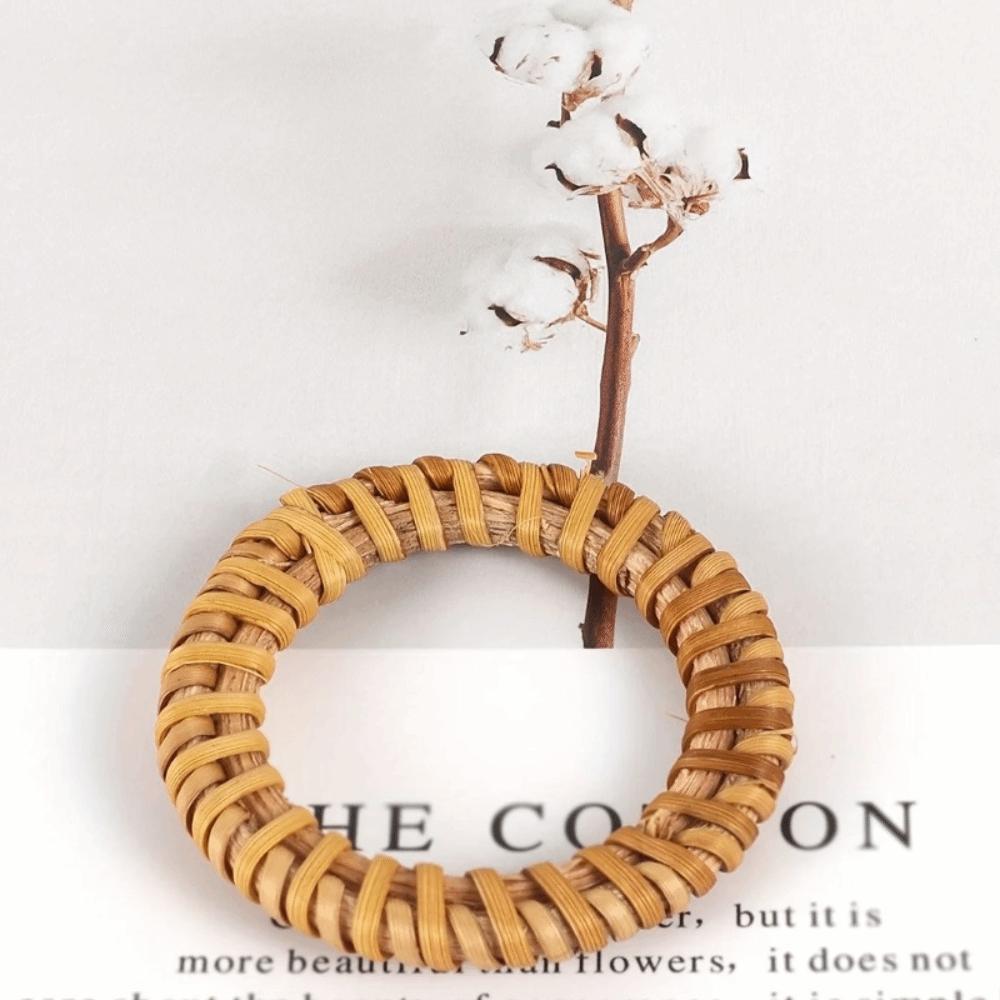 12Pcs Creative Rustic Bohemian Rattan Napkin Ring Hand-woven Simple Table Napkin Buckle Round Reusable Napkin Holder Party Decor