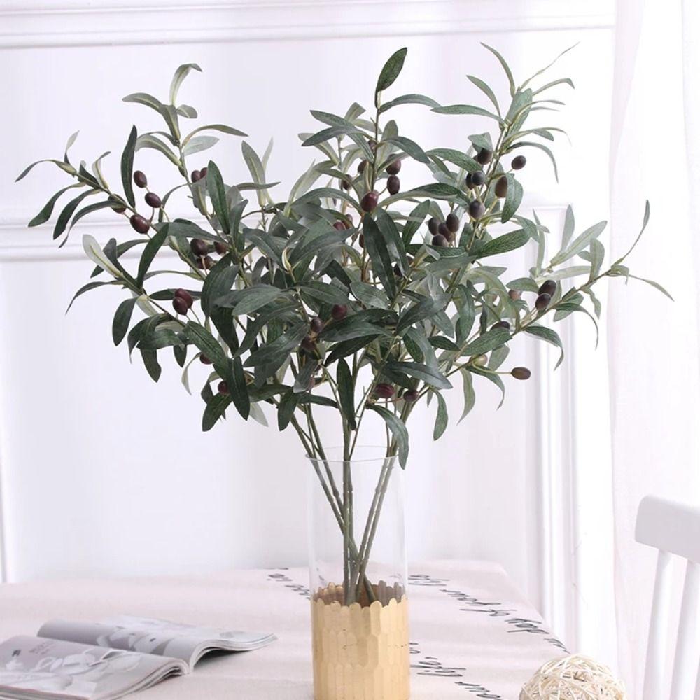 Props Vase Decoration Simulated Artificial Olive Leaf Olive Branch Floral Materials Green Plant