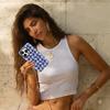 Wavy Gingham Blue & Burgundy Phone Case for IPhone 17AIR 16E 16 15 14 13 12 11 17 Pro Max Plus Double-layer Back Cover