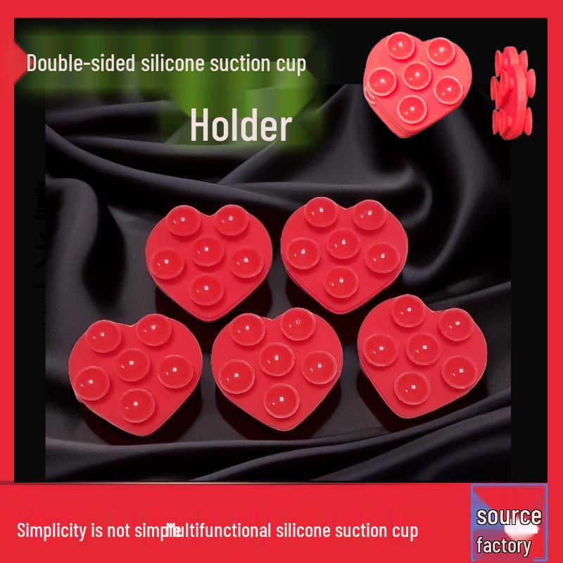 Double-sided Silicone Heart Suction Cup Phone Stand - 6-piece Set