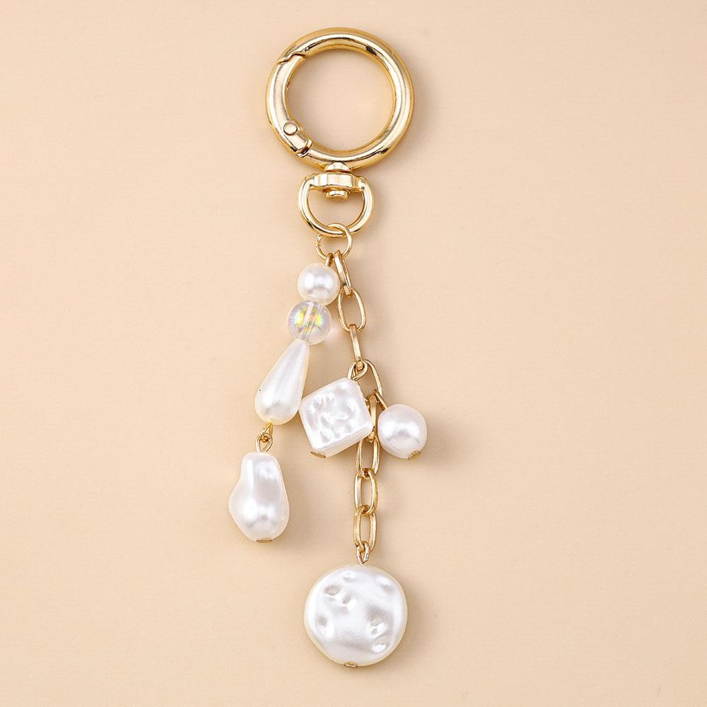 Aihua Fashion Y2K Gold Color Cute Starfish Pearls Conch Shell Keychain Key Rings for Men Women Handbag Pendants DIY Jewelry Gift