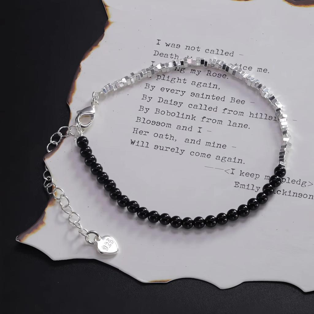 PANJBJ 925 Sterling Silver Red Agate Bead Bracelet for Women Fish Shape Retro Bead Design Versatile Jewelry Gifts Dropshipping