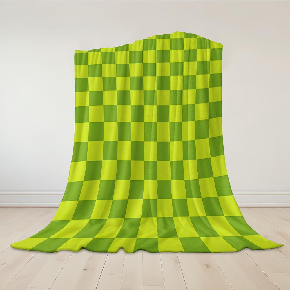 Limetten-Karo Flanelldecke Warm Weich Halloween Weihnachten Sofa Warm Gemütlich Dekoratives Dekor Geschenk für Alle Jahreszeiten