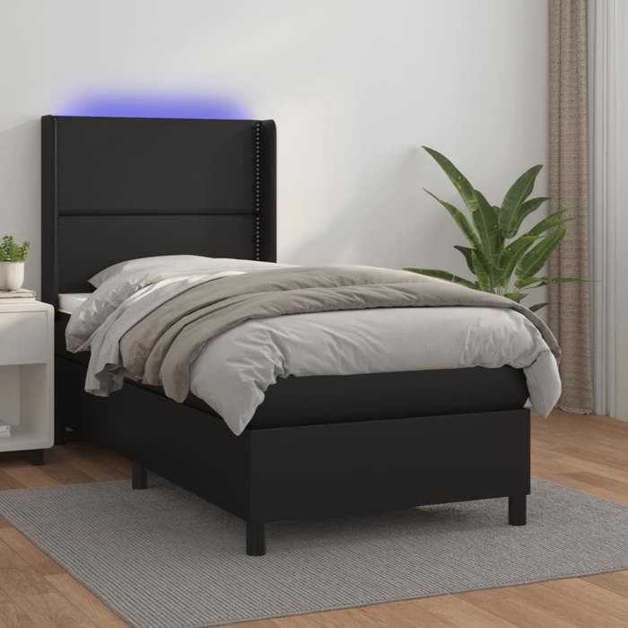 VidaXL Sommier à Lattes de Lit avec Matelas et LED, Lit Rembourré, Lit Simple, Lit Adulte de Chambre à Coucher Intérieur, 3139301