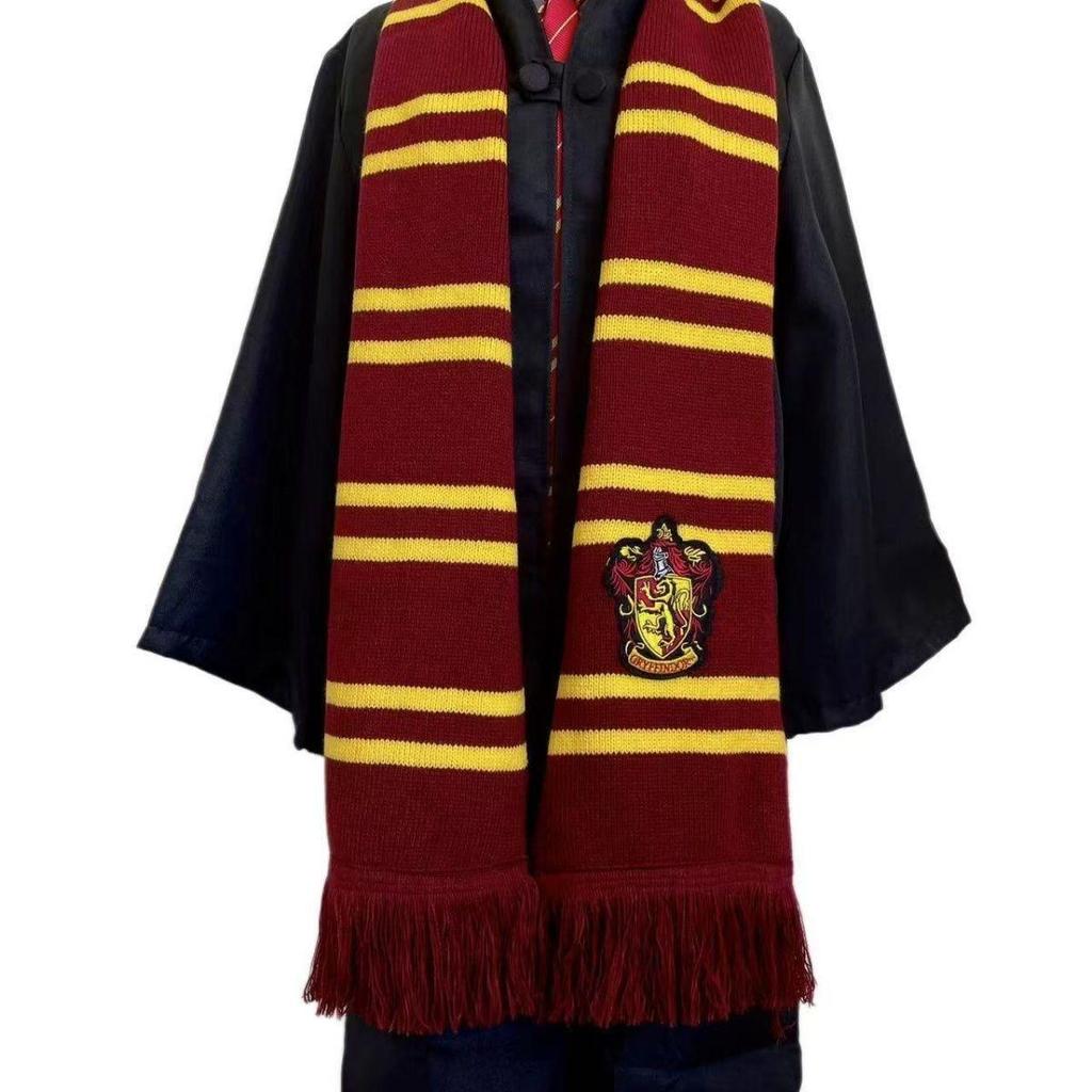 Thick Warm Tassel Scarf with Large Hogwarts House Logo: Slytherin, Ravenclaw, Gryffindor