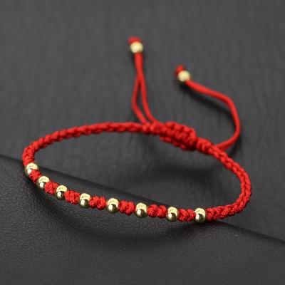 Fashion Woven Gold Bead Bracelet, Adjustable Beaded Lucky Charm Couple Bracelet