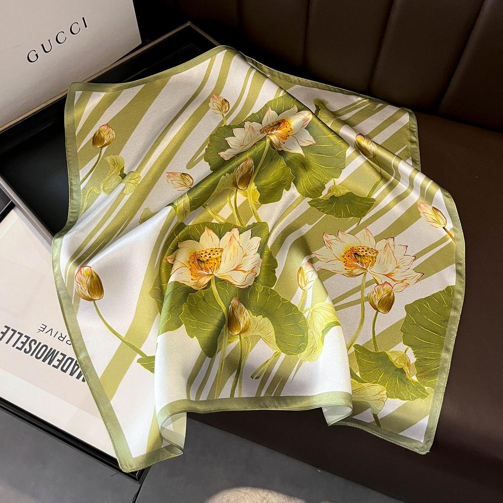 Fashion Luxury Brand 70cm Silk Square Scarf Women Satin Neck Tie Female Hair Bandana Headkerchief Shawl Wrap Hijab Echarpe