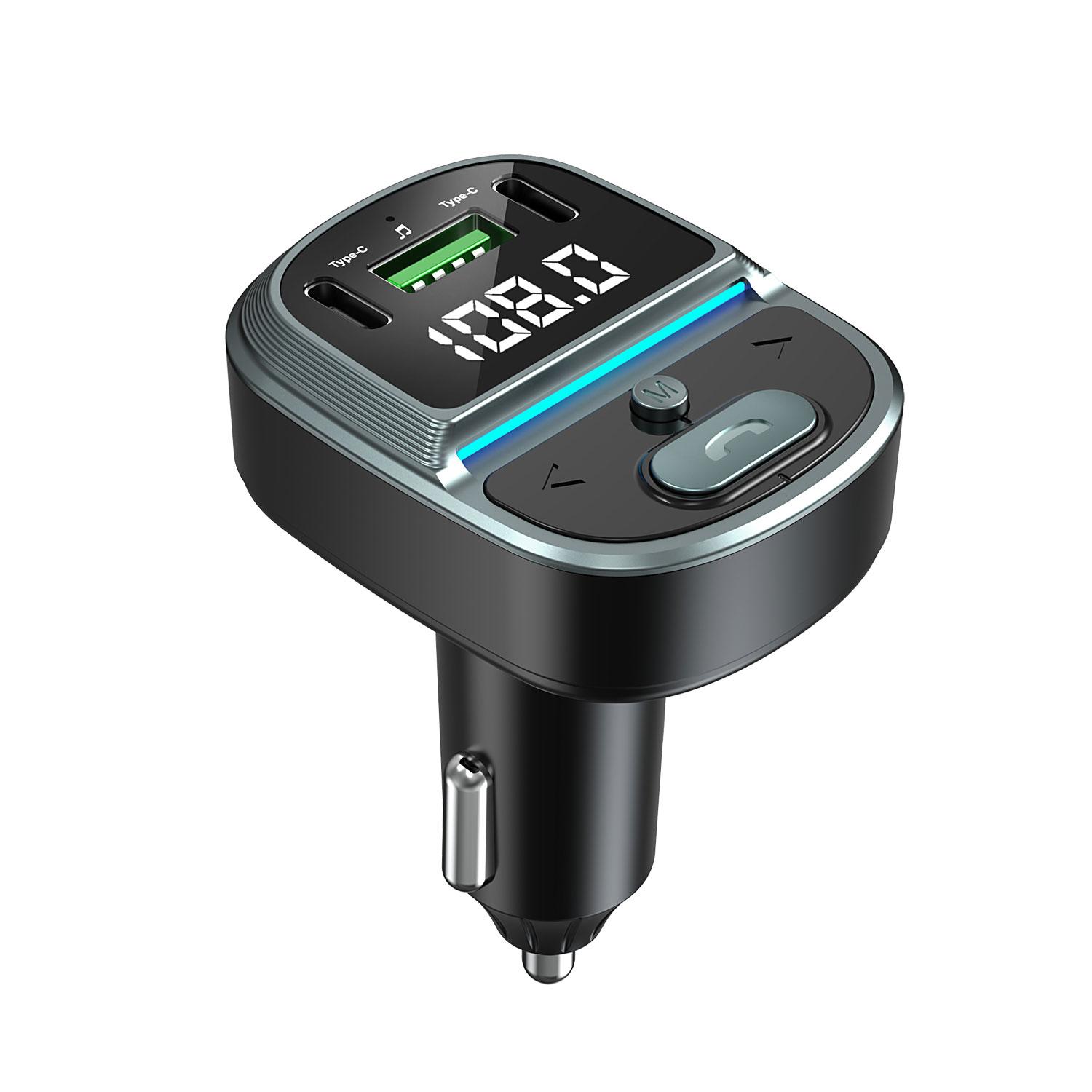 

Bluetooth 5.4 FM-передатчик автомобильный MP3-плеер lossless music USB 2 Type-C автомобильное зарядное устройство hands-free дисплей напряжения чёрный