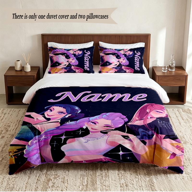 HUNTRIX Personalisierte Individuelle Name 3-teiliges Bettwäsche-Set Weiches Bettbezug-Set Für Schlafzimmer Heimdekoration