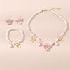 Pink Pearl Beaded Necklace Hand Chain Sweet Style Ear Pendants  Children's