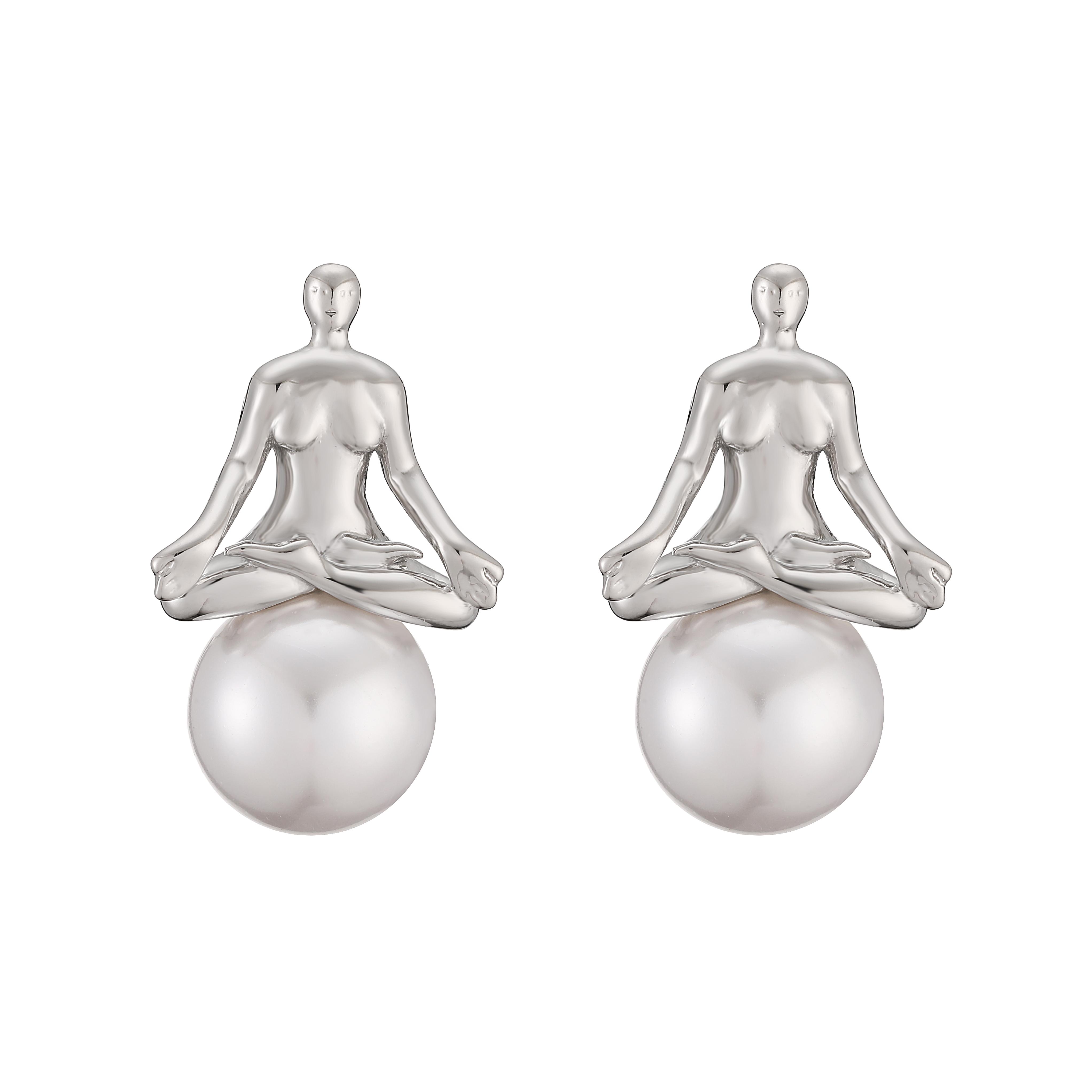 Exquisite Minimalist Jewellery Earrings Imitation Pearl Yoga-Inspired Design Brass Metal Accessories 1 Pair Other