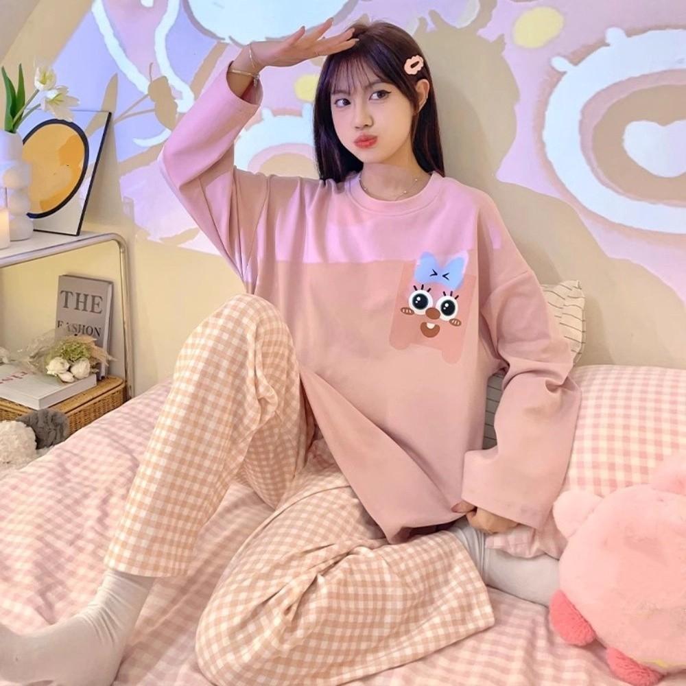 Long-Sleeved Maternity Pajamas Large Size Pajama Suit Sweet Homewear Suit Maternity Use