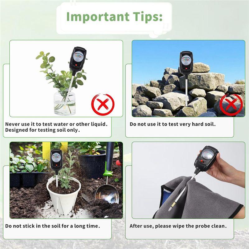 AEE2-3-In-1 Soil Test Kit, Soil Moisture Meter/Soil Ph Meter/Fertility Soil Tester, Soil Hygrometer For Garden,Plant,Farm