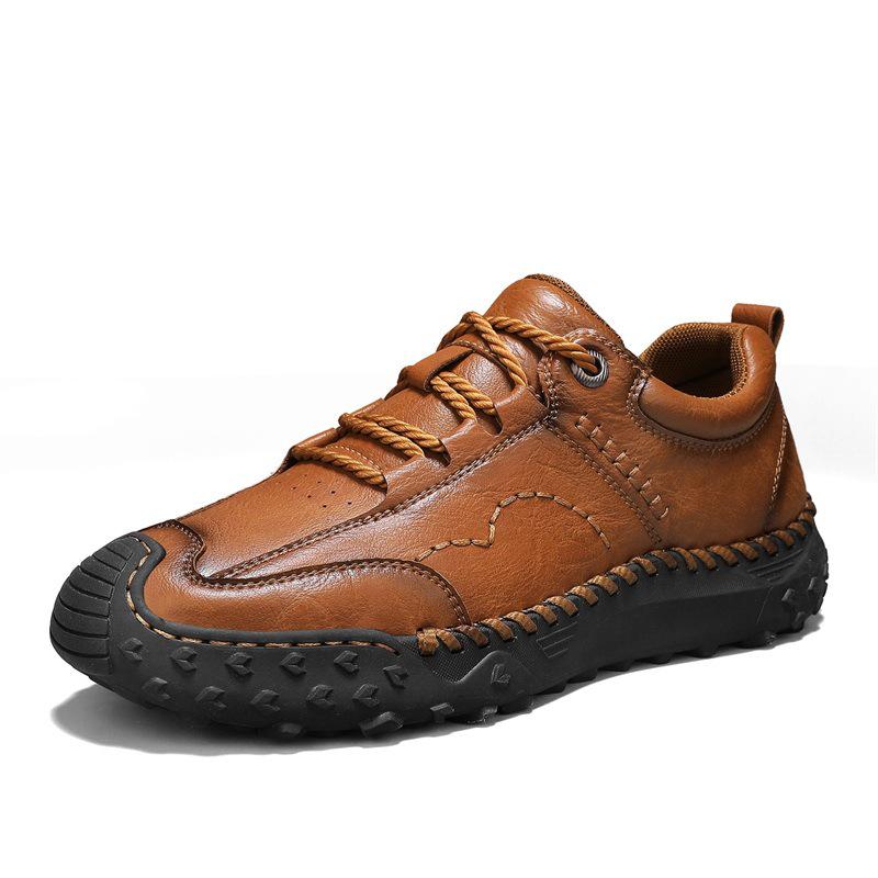 2025 Men s Autumn/Winter Thick Sole Leather Lace-up Casual Shoes 46 светло-коричневого