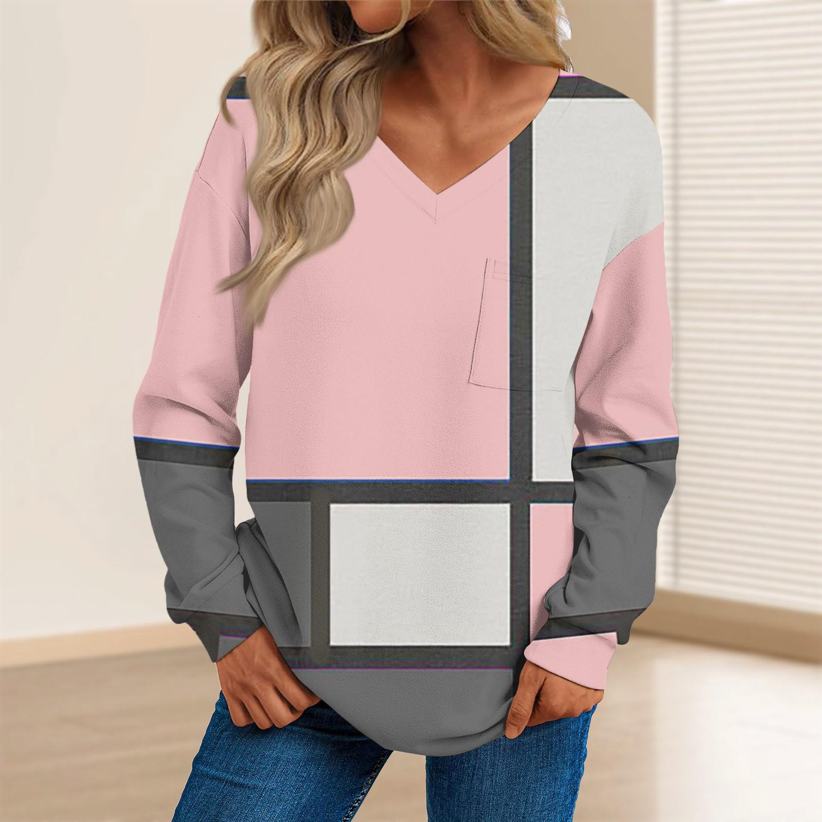 Женская мода повседневный свитер с длинным рукавом и принтом V-образным вырезом L — фото 8