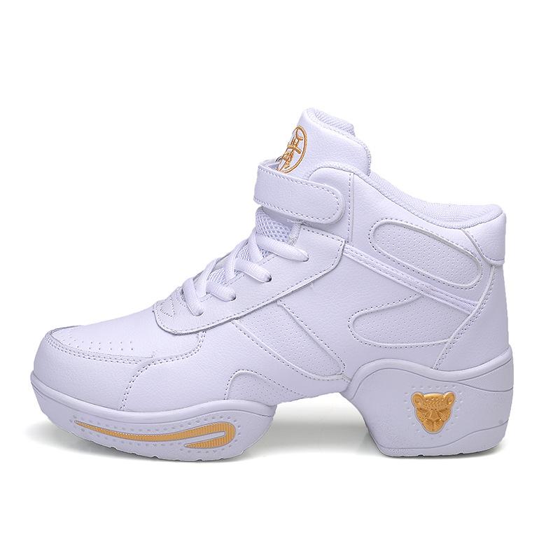 

Новые стильные женские танцевальные туфли женские современные мягкие подошвы джазовые кроссовки кожаные дышащие легкие женские танцевальные фитнес спортивные 35 белый