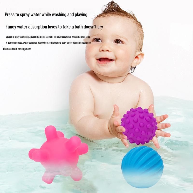 Soft Baby Grip & Touch Rubber Ball: Educational Tactile Toy for Water Play