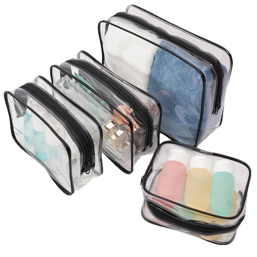 PVC Large Capacity Transparent Waterproof Makeup and Toiletry Bag with Zipper, Customizable Logo