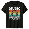 Music Is My Happy Place Retro Headphones Music Lover T-Shirt