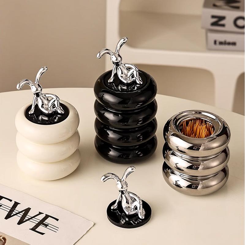 European-style Ceramic Household Cotton Swab Jar Creative Portable Toothpick Box Toothpick Tube Storage Cotton Swab Canister