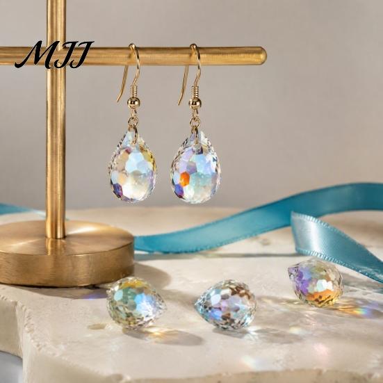 DIY Crafts Beads 50Pcs 10x8mm Faceted Teardrop Glass Beads, Top Drilled Water Drop Transparent Loose for Jewelry Bracelet Necklace Beaded