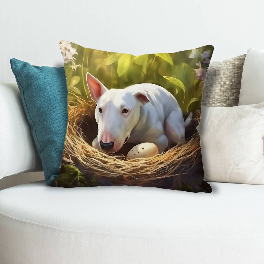 BBull TTerrier Dog Funny Pillow Cases for Bedroom Living Room Sofa Home Decor Polyester Cushion Cover with Zipper