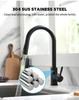304 Brushed Kitchen Faucet, Black Surface Faucet, Kitchen Sink Faucet, Pull-out Kitchen Faucet, Single Hole Faucet