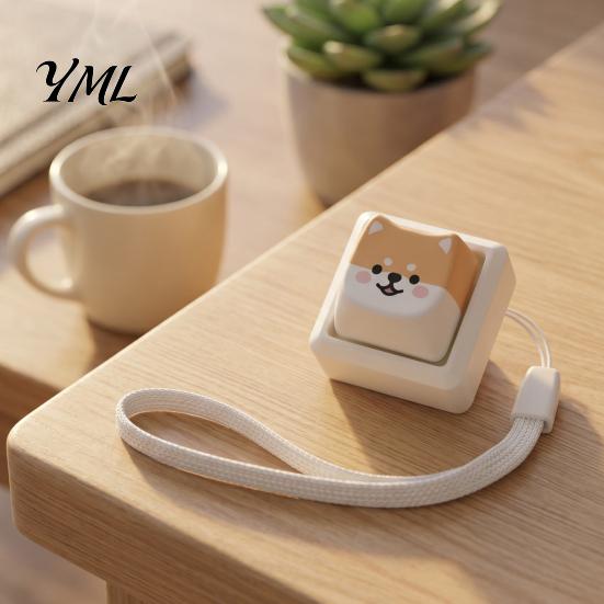 Mechanical Keyboard Toy Cartoon Dog Fidget Toy, 1/2/3/4/9-Key Push Button Stress Tactile Feedback Relief Mini for Backpack Handbag Purse Charm