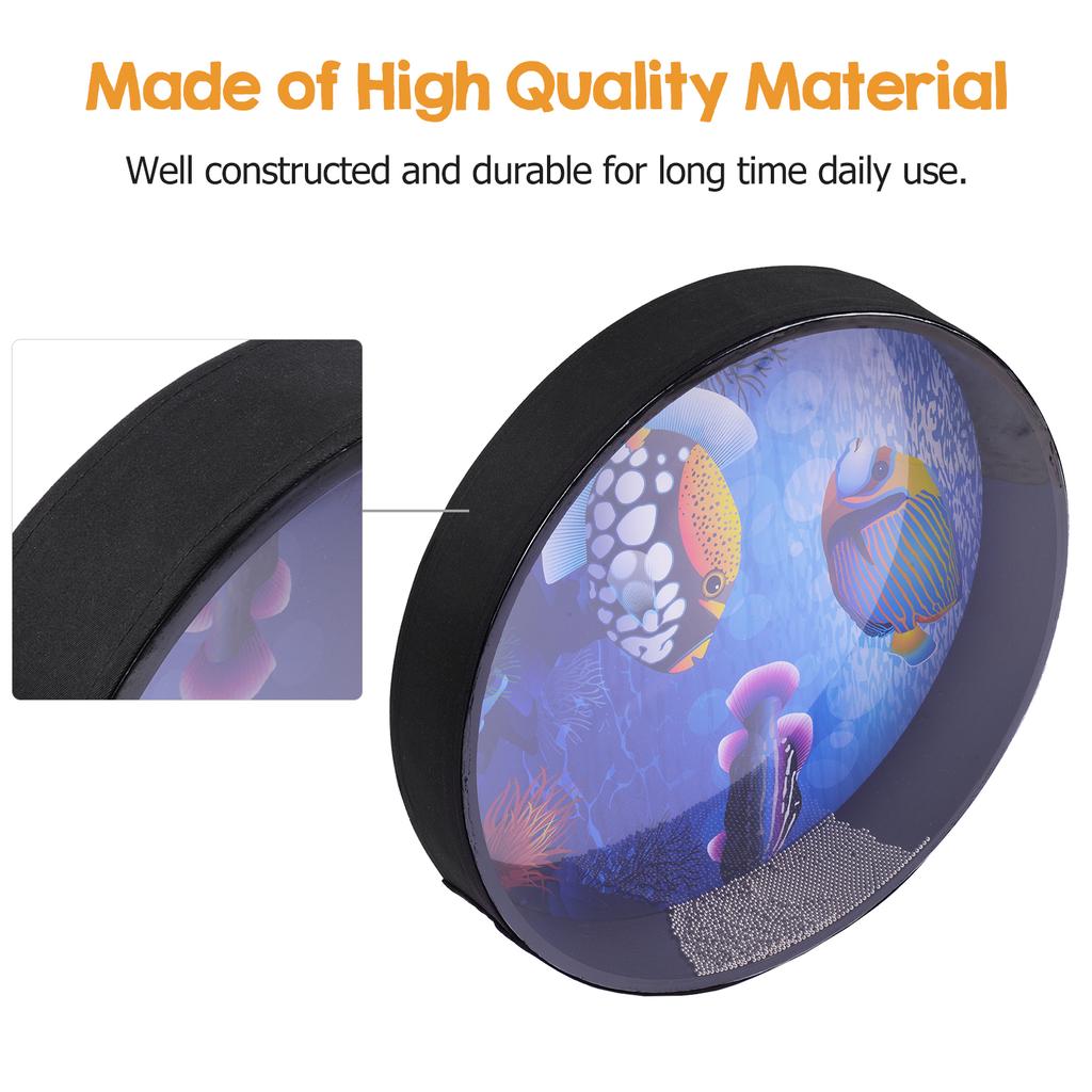 16 Inch Ocean Drum Wooden Handheld Sea Wave Drum Percussion Instrument Gentle Sea Sound Musical Toy Gift for Kids