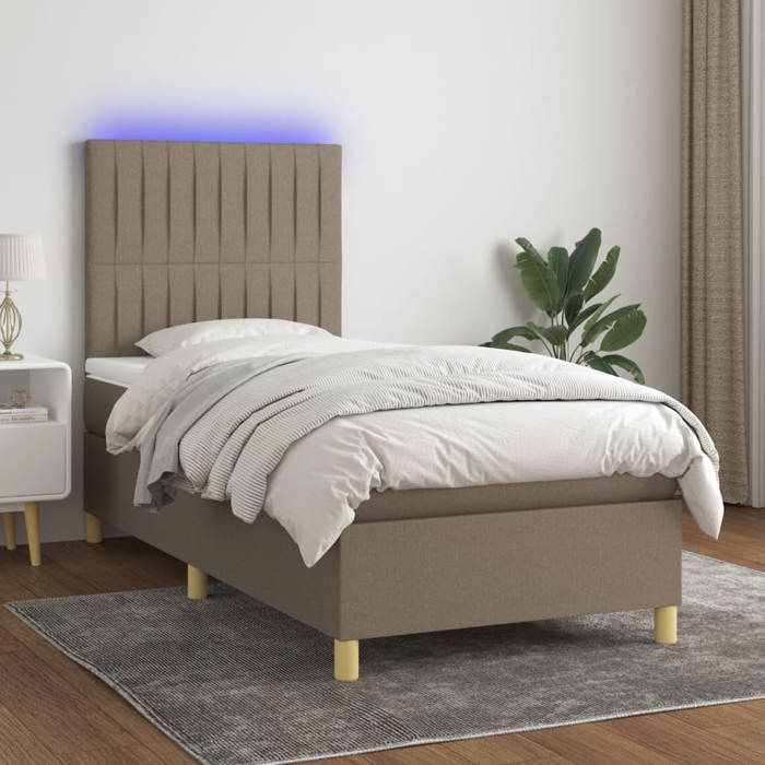 VidaXL Sommier à Lattes de Lit avec Matelas et LED, Lit Rembourré, Lit Simple, Lit Adulte de Chambre à Coucher Intérieur, 3135569