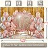 2D Pink Gold 18th Birthday Backdrop, Tinsel Curtain Party Background